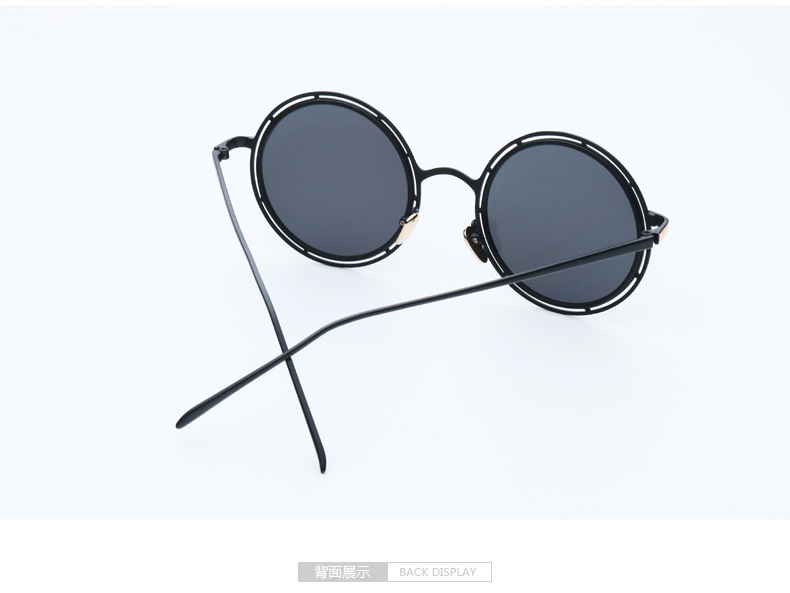 2016新款大框圆形太阳镜韩国彩膜金属圆框墨镜潮男女镂空太阳眼镜示例图6