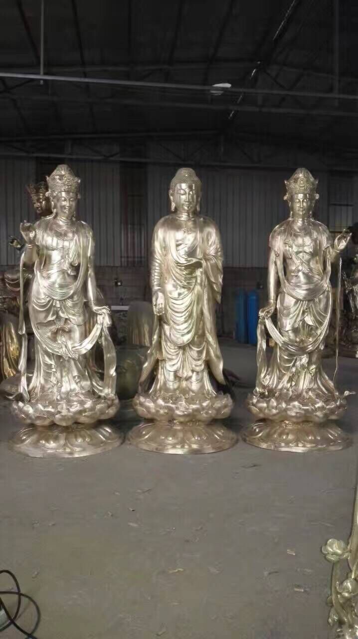 佛像 苍南汇缘佛像供应极彩西方三圣佛像 坐莲花西方三圣佛像 玻璃钢西方三圣佛像