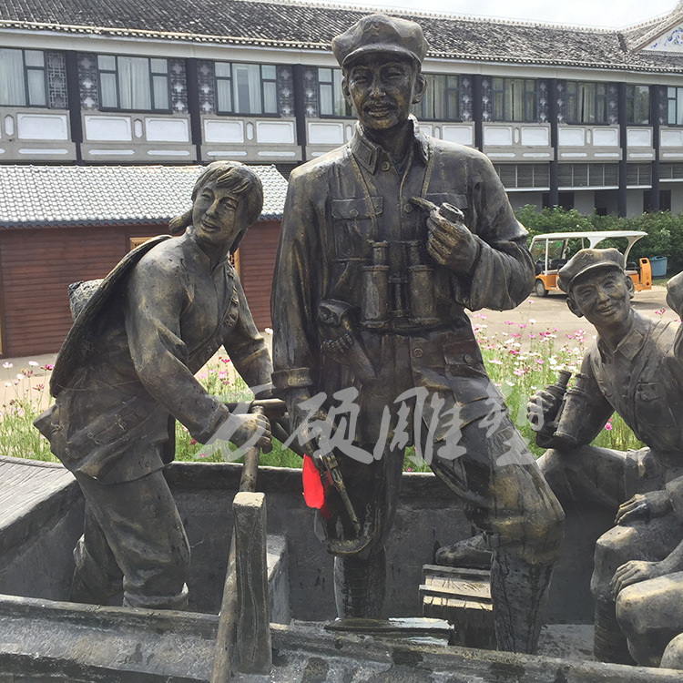 红色文化主题纪念馆人物仿铜雕塑 红军八路军战士革命玻璃钢雕塑示例图2