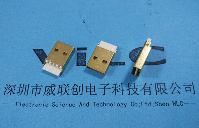 USB A公正反插镀全金插头 铜壳A公 2.0焊线式USB图片