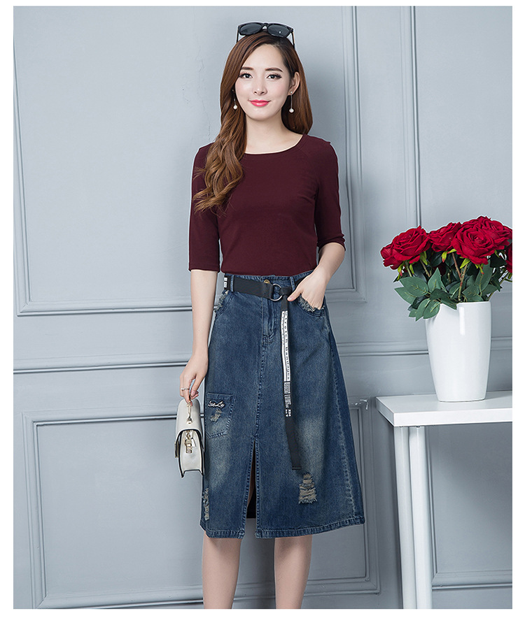 2017秋季新款时尚休闲套装韩版纯色牛仔裙两件套一件代发厂家批发示例图24