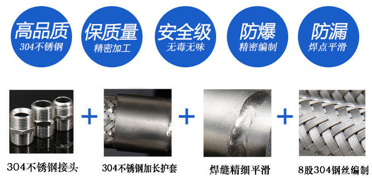 耐酸碱金属软管 耐腐蚀金属软管 内衬四氟金属软管示例图1