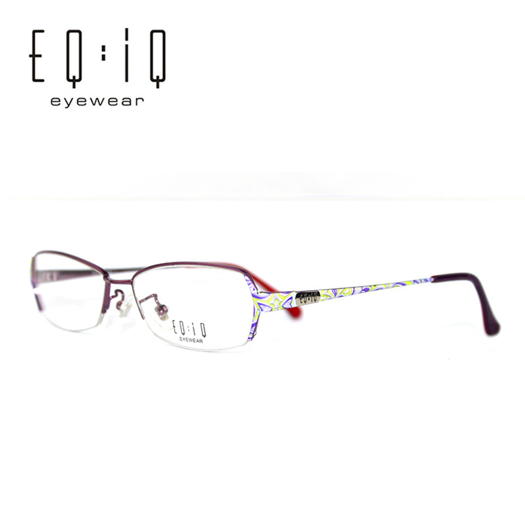 批发EQIQ品牌近视眼镜架一件代发女士时尚金属半框光学眼镜框6012