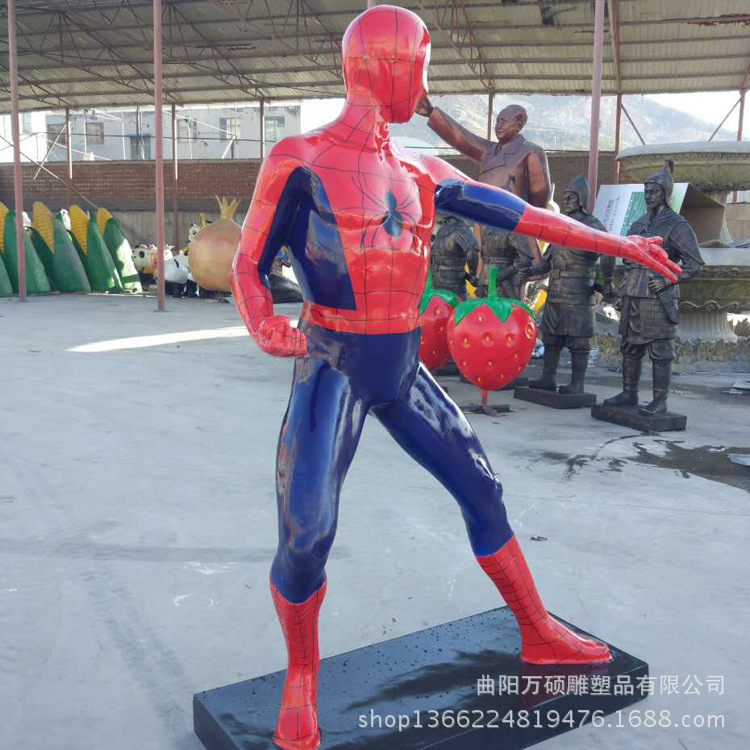 厂家生产加工定制玻璃钢游戏人物雕塑 复仇者联盟蜘蛛侠雕塑示例图7