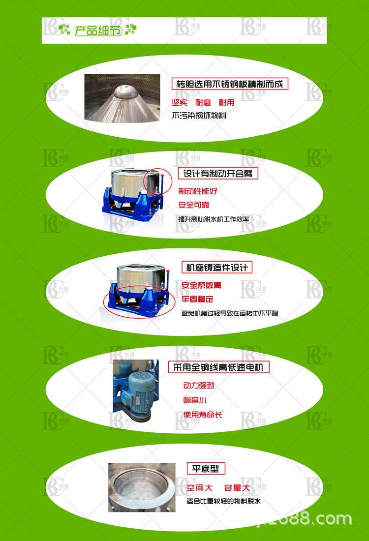 博昌新品上市25kg工业脱水机 不锈钢蔬菜甩干机示例图4