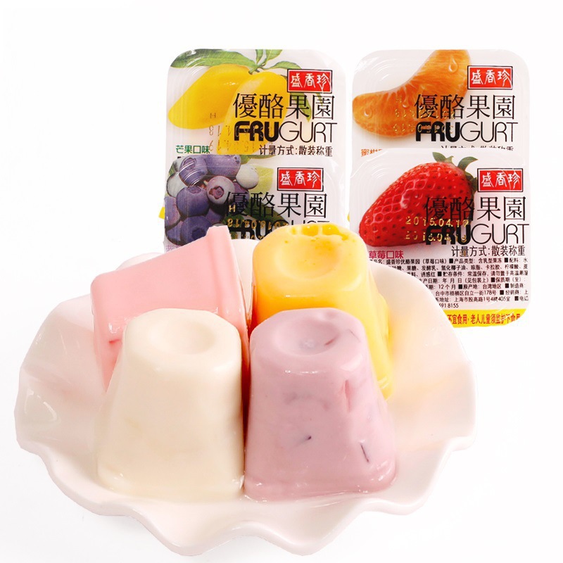 台湾进口果冻 盛香珍布丁 优酪果园330g袋装 综合果味，整箱10袋图片