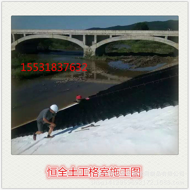 上海浦东蜂巢格室植草 生态绿化边坡材料土工格室 鱼塘护坡蜂巢格示例图15