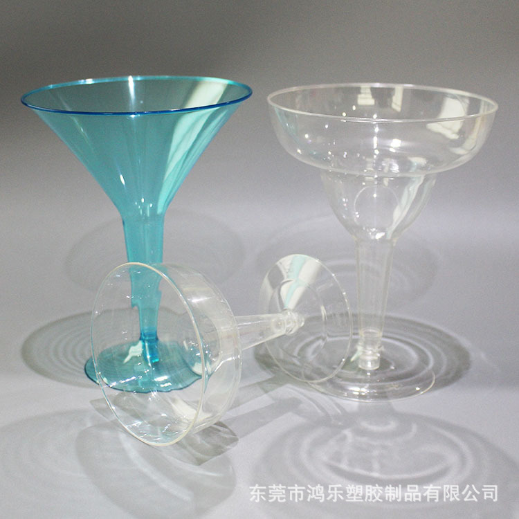 东莞鸿乐厂家定制一次性塑料高脚杯马天尼塑胶杯PS一次性彩色杯示例图8