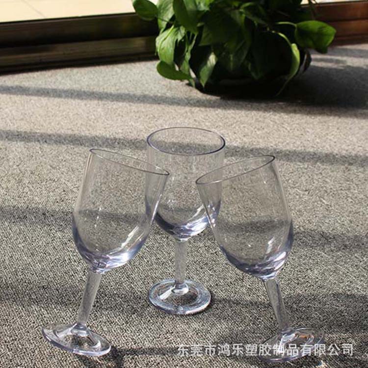 东莞AS食品级透明高脚塑料杯红酒葡萄酒杯仿真玻璃塑料杯厂家直销示例图5
