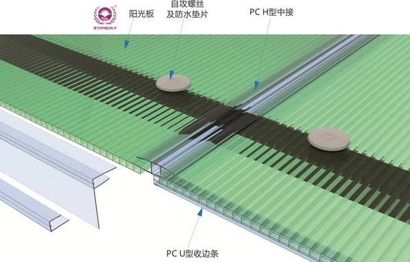 上海地区二层中空阳光板厂家透明10mm耐力板锁扣板车棚雨棚配件示例图168