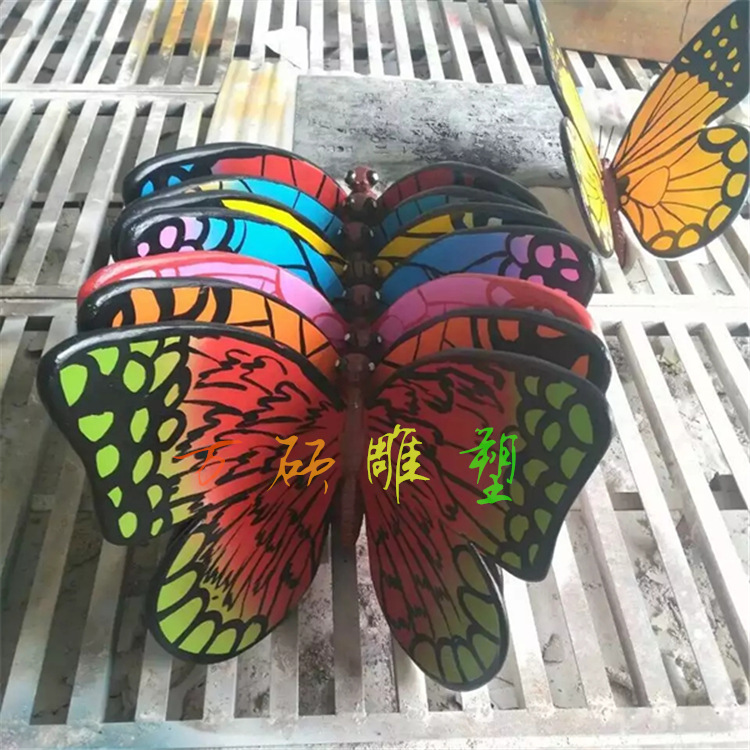 玻璃钢动物雕塑 仿真花蝴蝶雕塑园林花园景观造型造景布景装饰示例图7