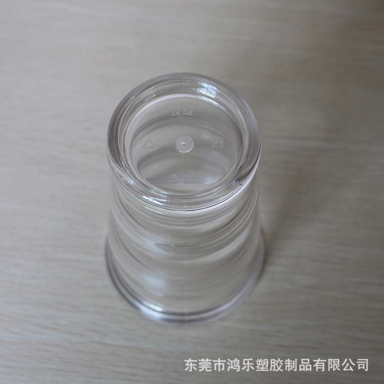 东莞鸿乐塑料杯AS透明果汁奶茶杯厂家现货直销420ml螺纹塑胶杯示例图5