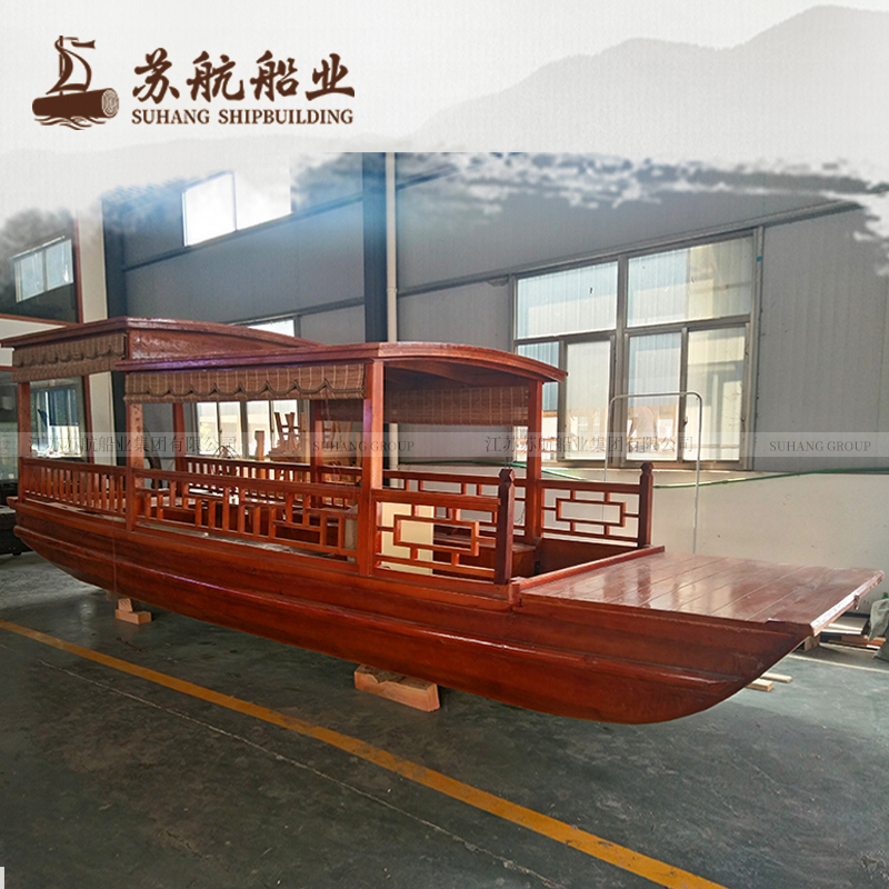 专业定制手划船 玻璃钢游船 高品质木船