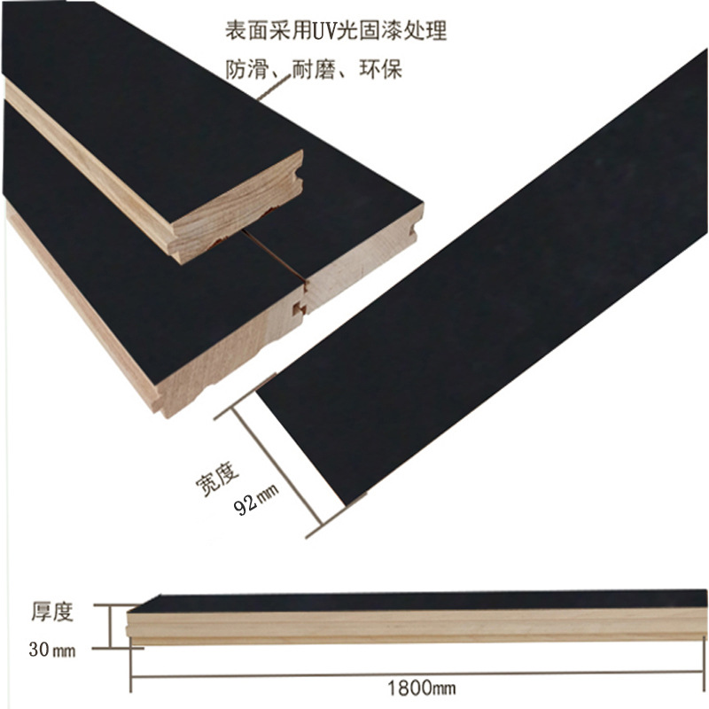 石家庄实木地板生产安装篮球木地板双层龙骨A级枫木面板示例图3