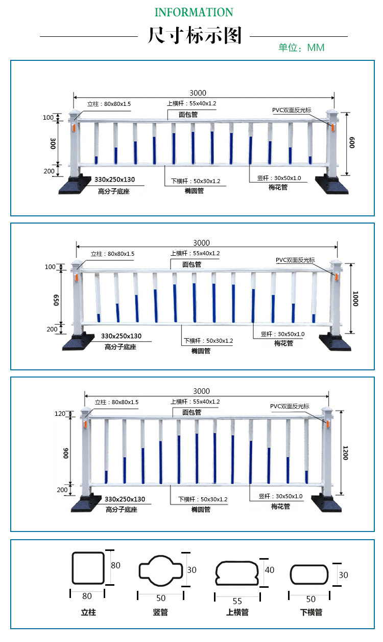 现货供应新型1.2米市政公路道路护栏 机车隔离栏 贵州护栏厂示例图6