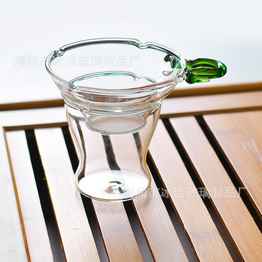 耐热玻璃茶漏公道杯配套 功夫茶具茶道杯 创意玻璃过滤 彩色把手