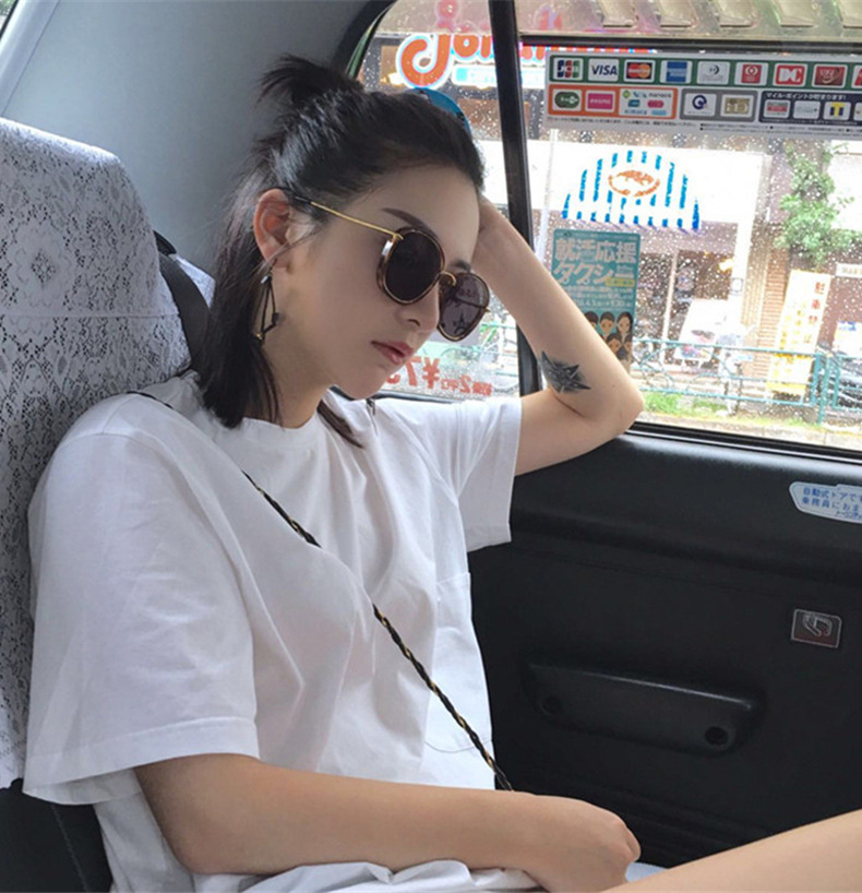 太阳镜网红款时尚圆形潮墨镜女2017新款韩版街拍夏季防紫外线眼镜示例图8