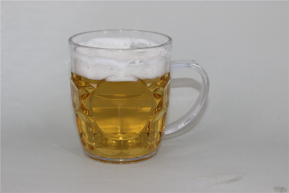 工厂批发300ml塑料扎啤杯AS透明塑料菠萝杯10安士马克手柄啤酒杯示例图7