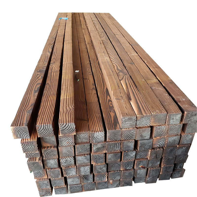 邦皓炭化木厂家供应园林碳化木地板火烧木龙骨网格花架木条