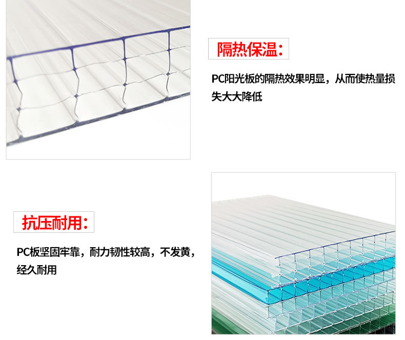 PC中空阳光板透明屋顶雨棚板温室大棚聚碳酸酯采光板蜂窝阳光板示例图11