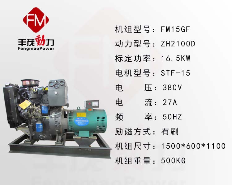 厂家直销双缸15KW柴油发电机组 小功率多缸发电机组15千瓦示例图2