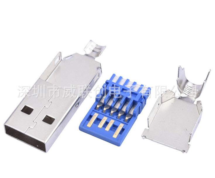 8：AF 90度插板双层USB3.0母座 蓝色胶芯 正向18PIN示例图2