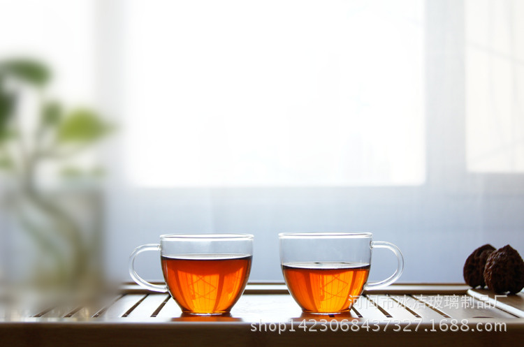 批发供应耐高温透明玻璃品茶杯碟整套功夫茶具杯子碟子咖啡具示例图5