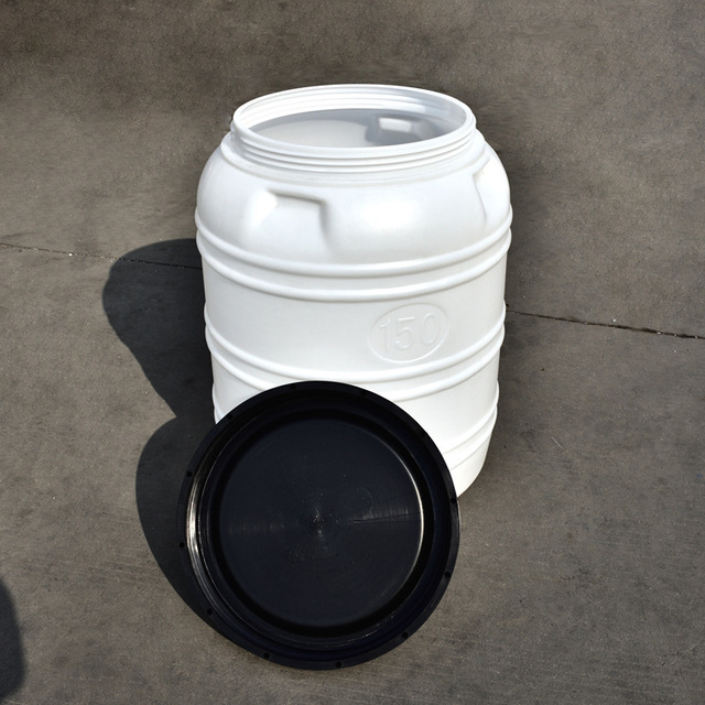 150L立式塑料圆桶，圆形带盖塑料水桶，白色立式150L水产桶