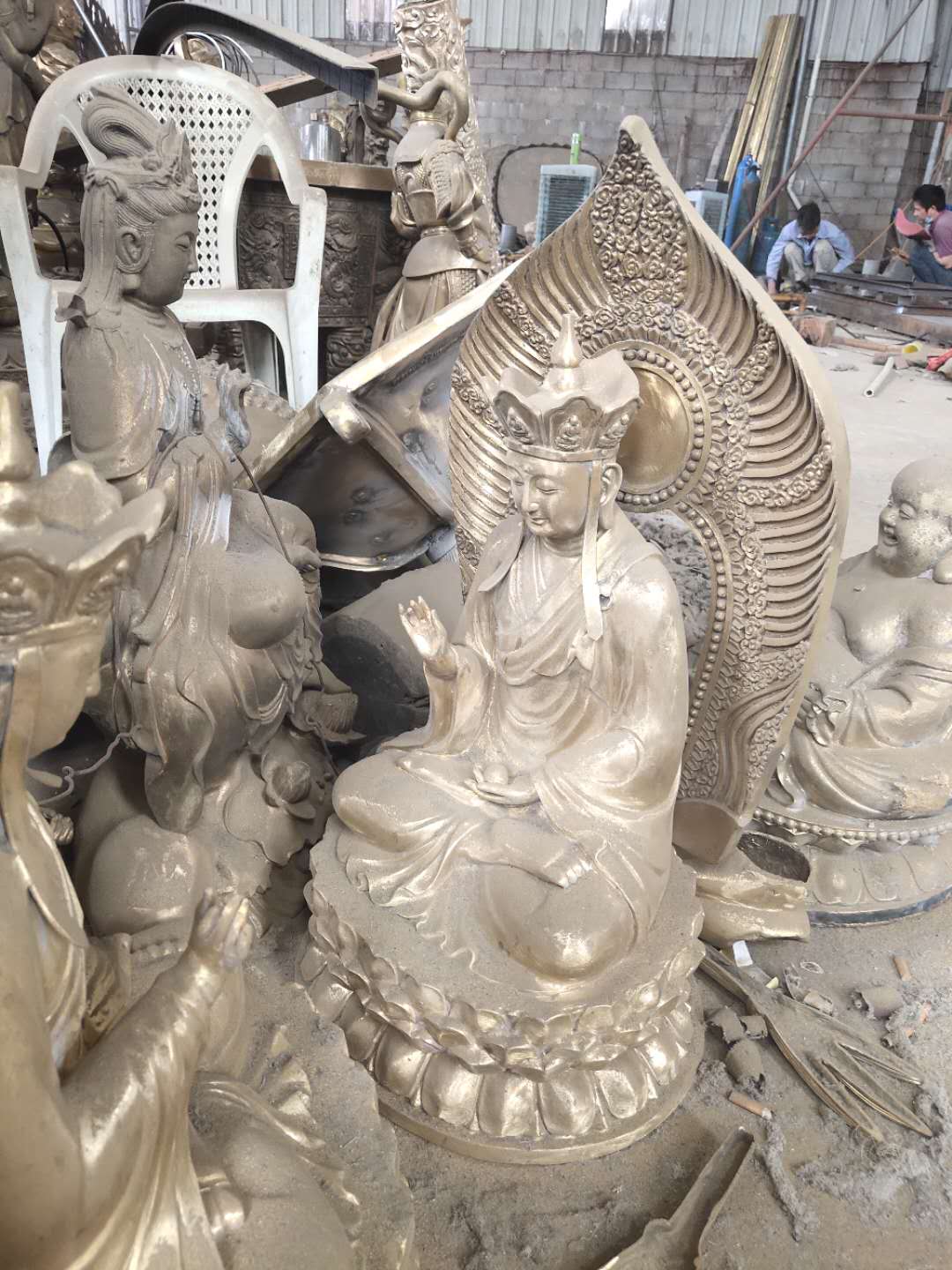 佛像 本厂专业生产精品彩绘地藏王菩萨 玻璃钢贴金地藏王佛像 镀金地藏王小佛像