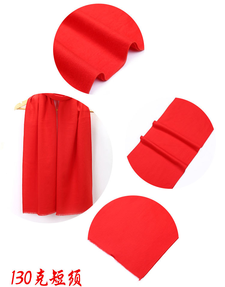 厂家直销双面绒羊绒围巾开业活动年会聚会中国红围巾定制刺绣logo示例图14