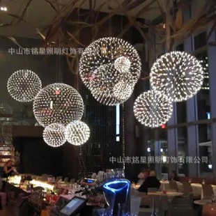 LED吊灯创意火花球餐吊灯艺术餐厅球形灯款酒店宴会厅吊灯具厂家示例图5