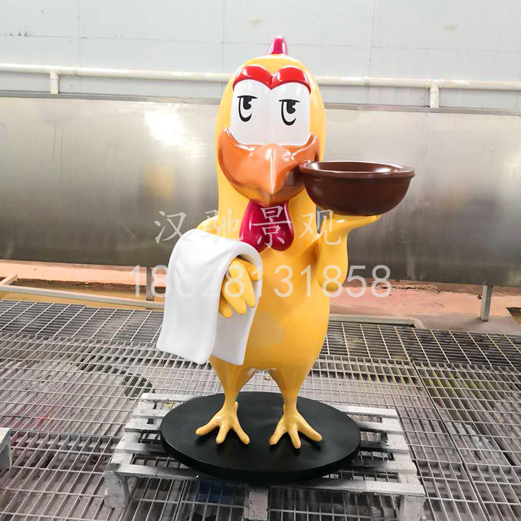厂家直销定做各类餐饮店logo雕塑 吉祥物雕塑 卡通鸡玻璃钢雕塑示例图8