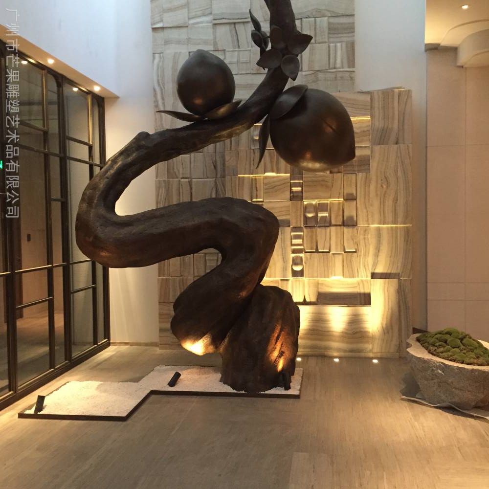 室内酒店桃树主题雕塑玻璃钢抽象雕塑-芒果艺术