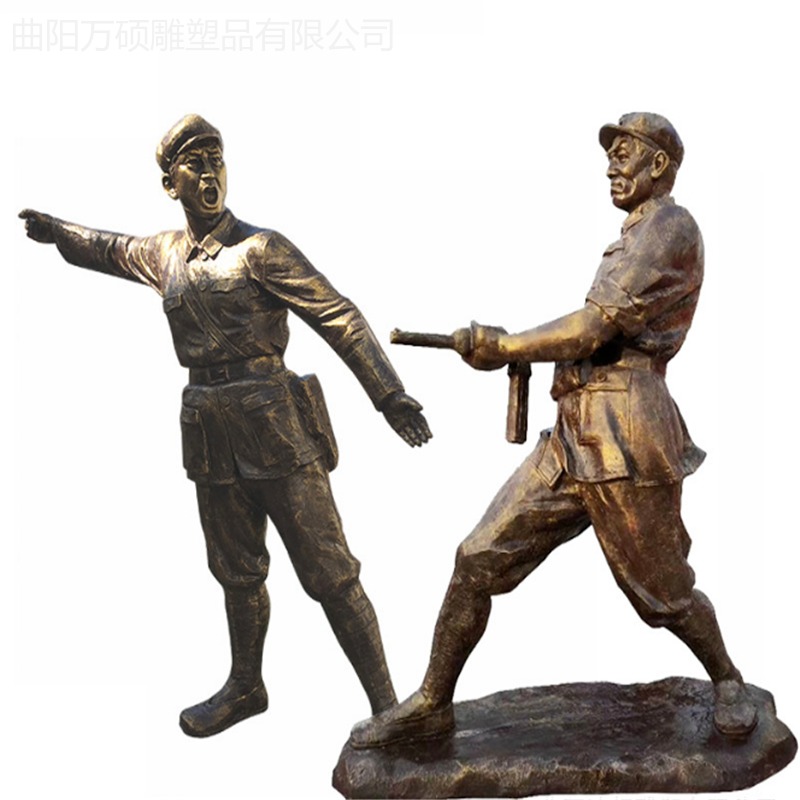 万硕  户外玻璃钢红军雕塑 八路军抗战主题雕塑 革命纪念馆仿铜人物 新四军雕像