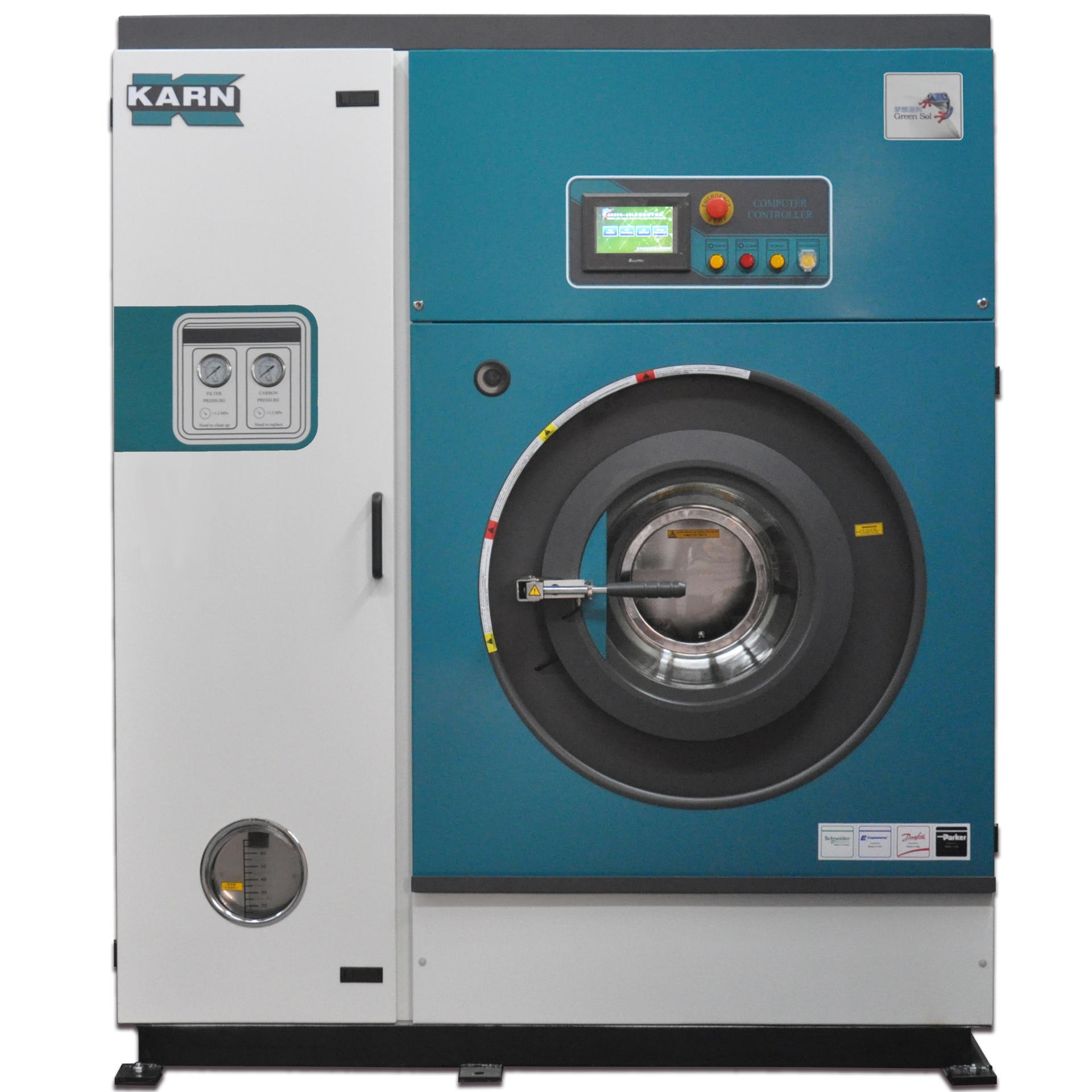 全新第六代全封闭干洗设备 四氯乙烯干洗机的替代产品可用碳氢溶剂的环保干洗机器图片