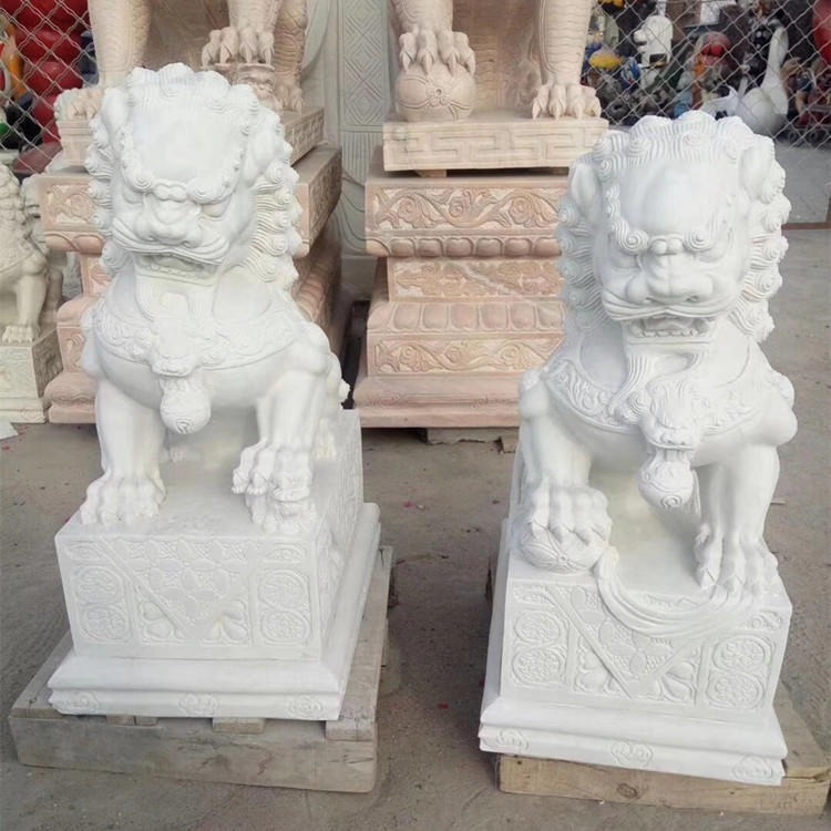 北京故宫石狮子 现代石狮子 中式传统狮子 汉白玉青石看门石狮子图片