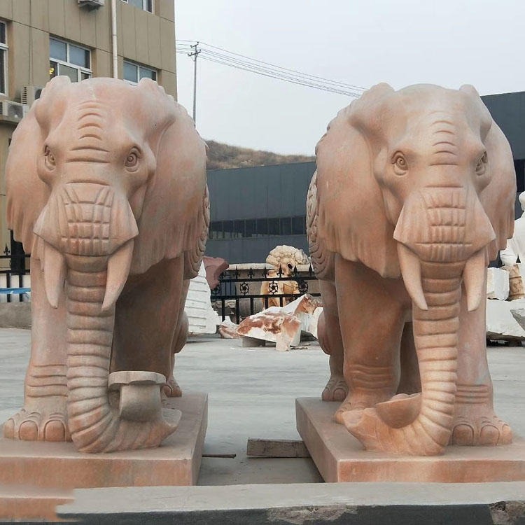佰盛 供应广场吉祥象 动物石雕大象厂家 喷水象价格 招财汉白玉小象图片