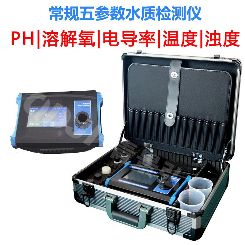 常规五参数水质分析仪 便携式PH电导率溶解氧温度浊度五参数水质检测仪测定仪