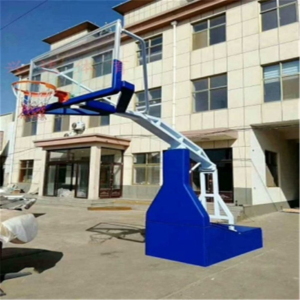 莆田晶康牌配置钢化玻璃篮板手动液压篮球架功能齐全图片