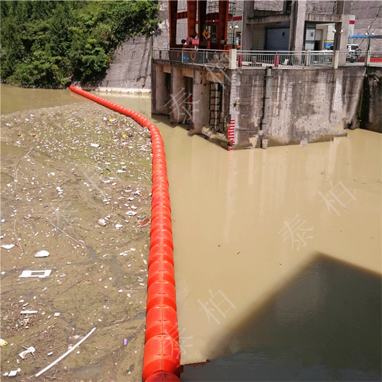 唐山水电站浮式拦污栅 柏泰0.6米组合夹网拦污浮筒供应图片