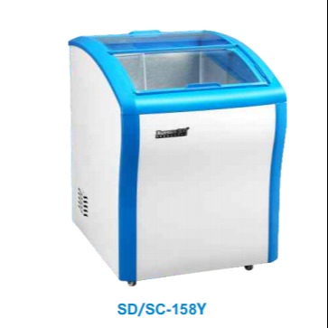 雪村冰柜商用小型圆弧形冷冻冰柜食物保鲜冷冻柜圆弧玻璃门立式冰柜SD/SC-158Y