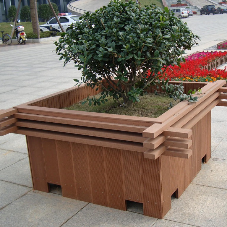 爱诺德塑木花箱 供应安徽户外木塑组合花箱 可定制