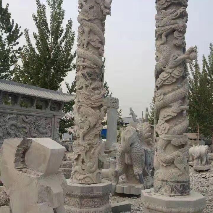 厂家制作青加工石龙柱 园林工程供应 富祥 公园景区龙柱子价格 景观雕塑盘龙柱