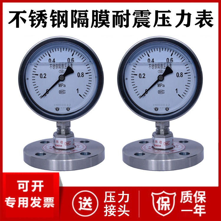 不锈钢隔膜耐震压力表生产厂家 DN25 DN50