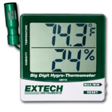 美国extech445715大字幕温湿度计大型双LCD 带遥控探头的湿度警报