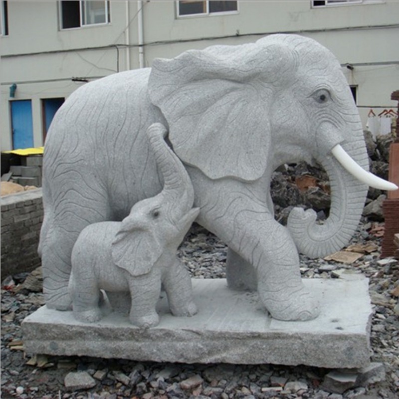 石雕母子象 花岗岩门口大象 风水招财石象 石头大象雕塑 直销石雕小象