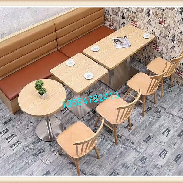 深圳众美德可定做休闲奶茶店餐桌餐椅 CZ-84白蜡木实木餐桌 两人位餐桌批发