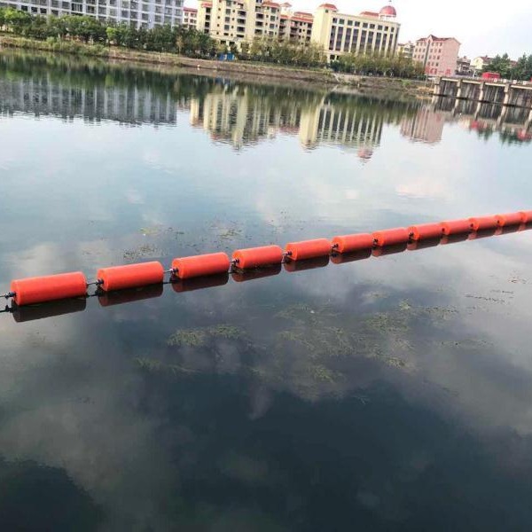 水电站滑轨式拦污排 自浮式水电厂拦漂装置 塑料拦污浮筒图片