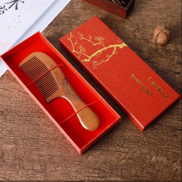 桃木木梳子包装盒 牛角梳包装盒 梳子纸盒套装盒可定制图片