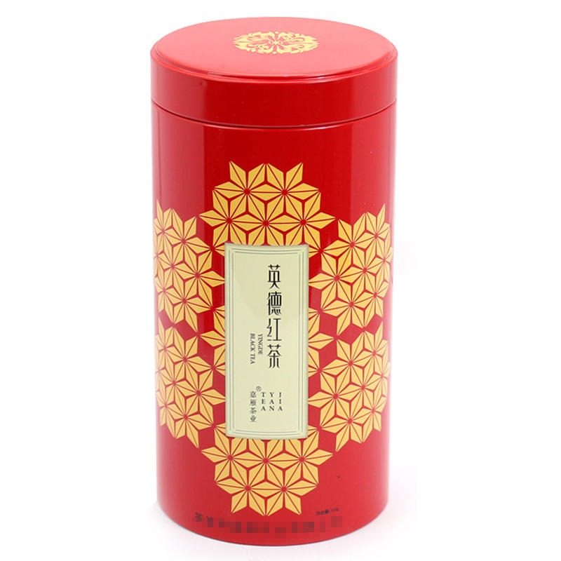 茶叶铁罐包装定做 150g英德红茶叶铁盒包装 麦氏罐业 圆筒铁盒 金属罐制作厂家图片